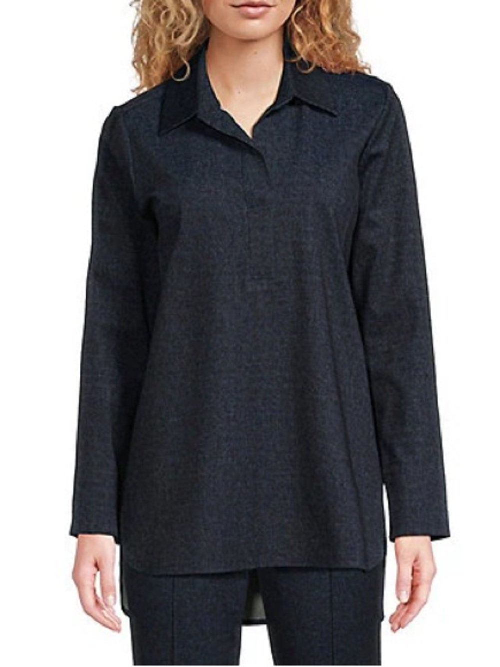 Jude Connally Hadley Stretch Knit Denim Point Collar Long Sleeve Tunic